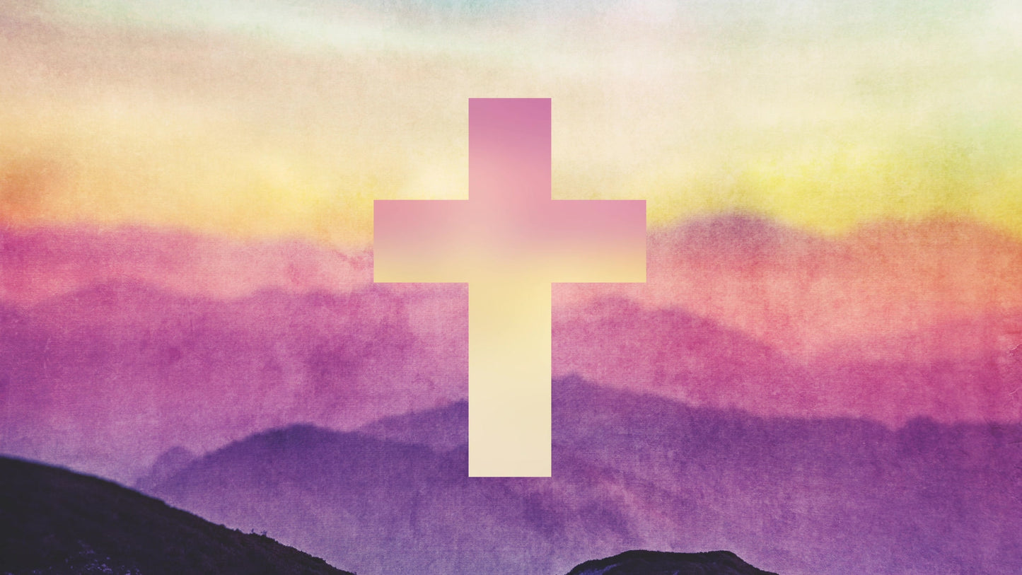 Watercolor Cross Mountains Still