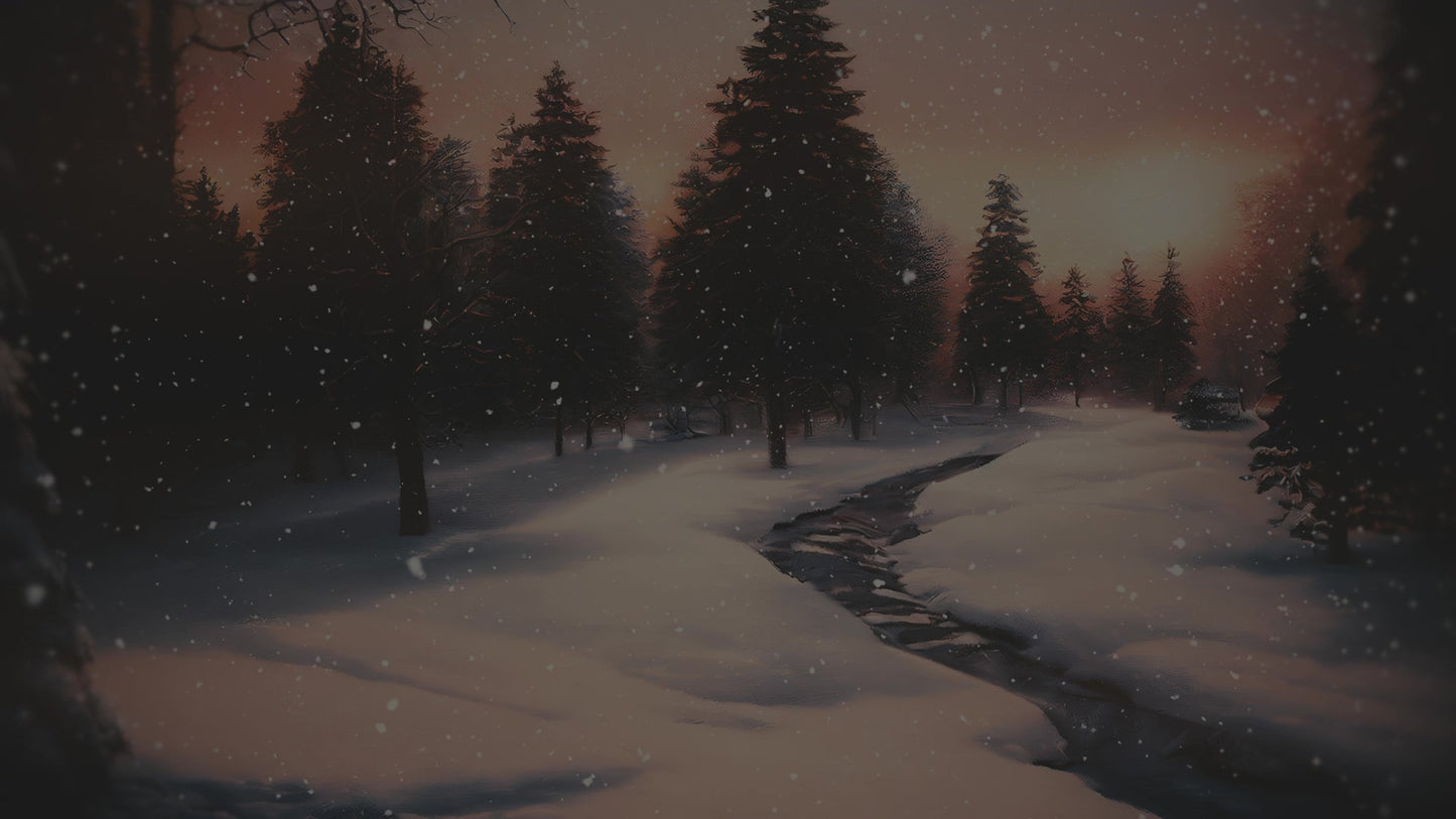 Winter Journey Sunset Stream Alt