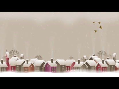 Christmas Town Background With Birds