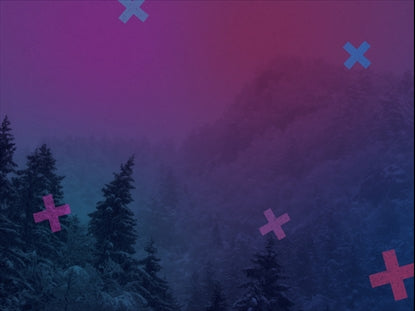 Bright Pink And Blue Mountainside