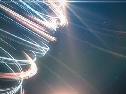 Light Streaks And Stars Orange Blue