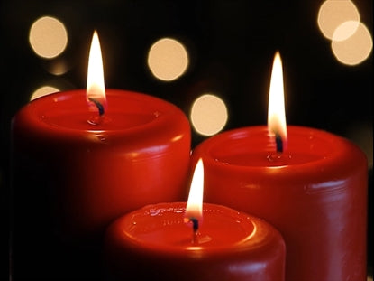 Three Red Candles And White Lights