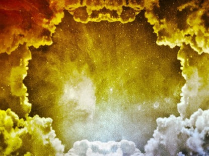 Space Clouds Yellow Frame