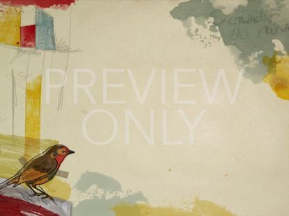 Watercolor Collage Red Bird