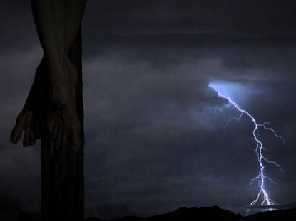 Crucified Feet Lightning Storm