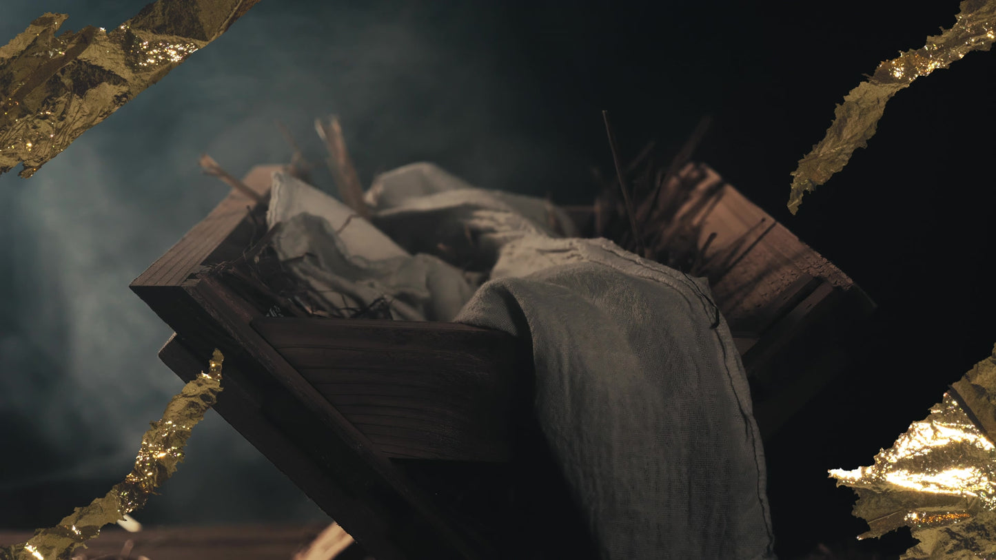 Nativity Manger 4 Gold Still