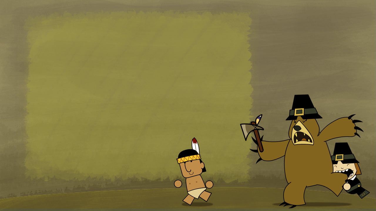 Thanksgiving Illustration - Pilgrim & Bear