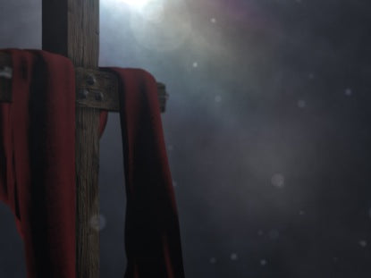 Good Friday Cross Red Fabric