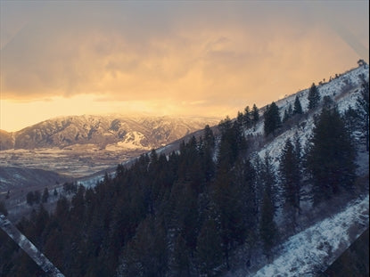 Epic Winter Aerial Sunset Slopes