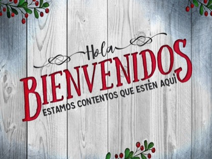 Wooden Christmas Welcome Motion Spanish