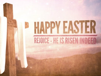 Happy Easter Cross White Fabric