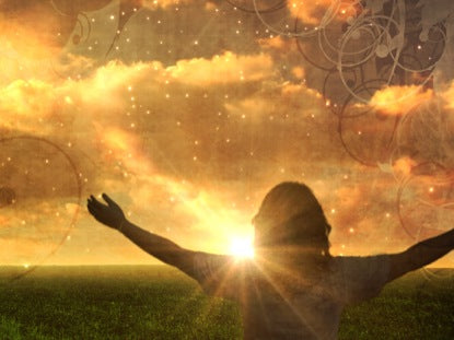 Girl Lifted Hands Sunset