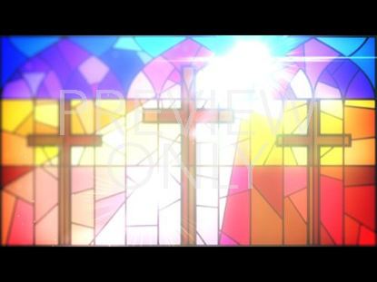Three Crosses In Stained Glass