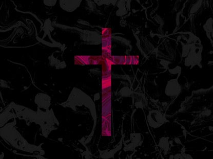 Pink Cross On Grey