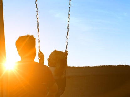 Father Daughter Swing Sunset