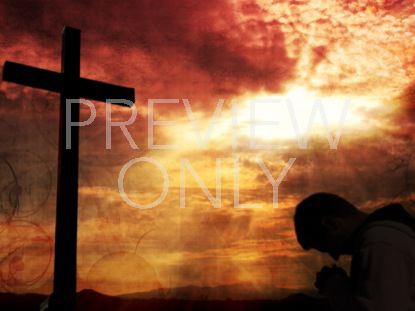 Kneeling Cross Man Red Still