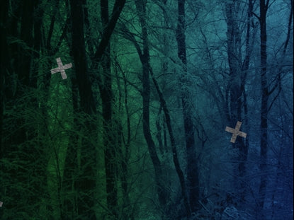 Blue Green Snowy Forest Crosses