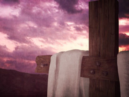Easter Cross White Fabric Sunset