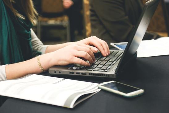 woman typing